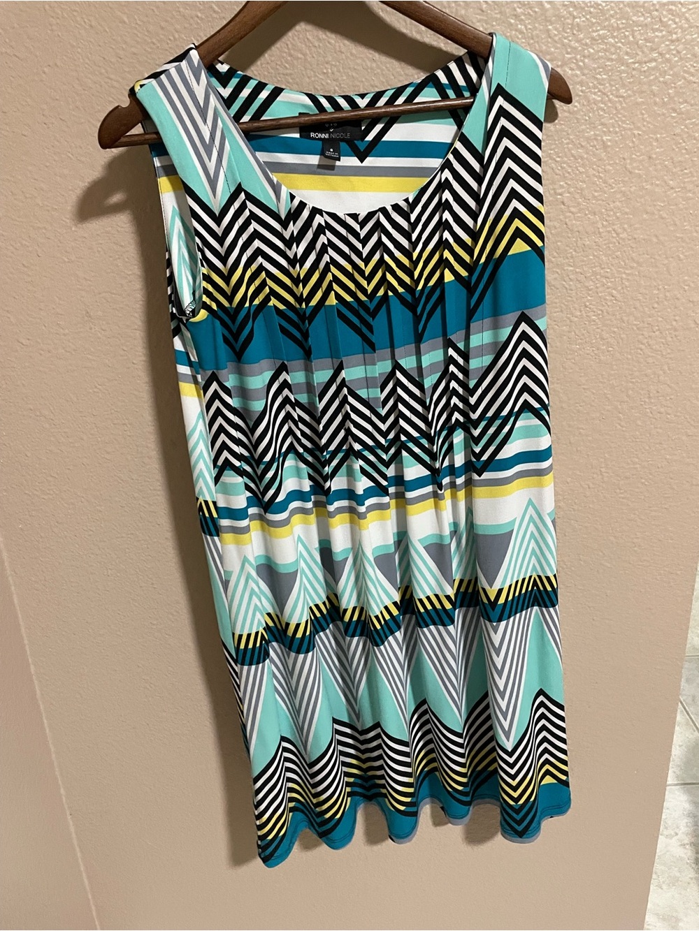 Teal, Aqua & Yellow Geometric A-Line Dress